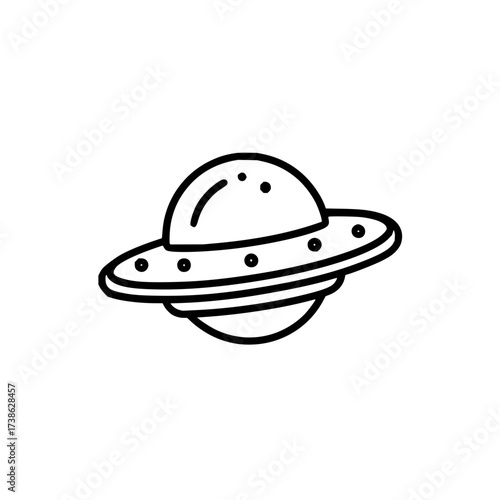 Ufo spaceship drawing vector illustration alien spacecraft flying saucer doodle icon cartoon space exploration art