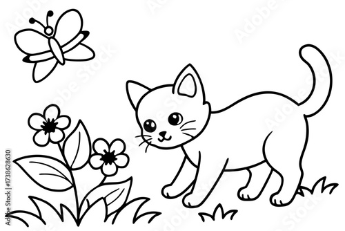 cat with flowers