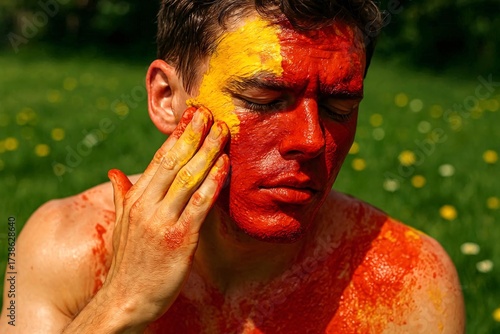 Guy put paint on face