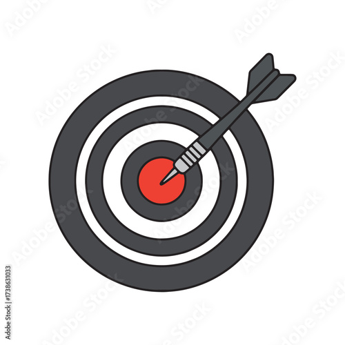 A dart hitting the bullseye on a target, symbolizing success, achievement, and precision in achieving goals