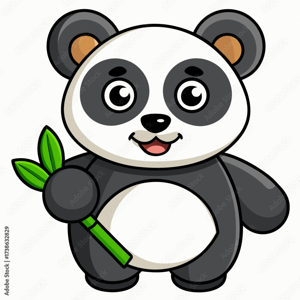 Fototapeta premium Cute cartoon panda bear illustration on white background