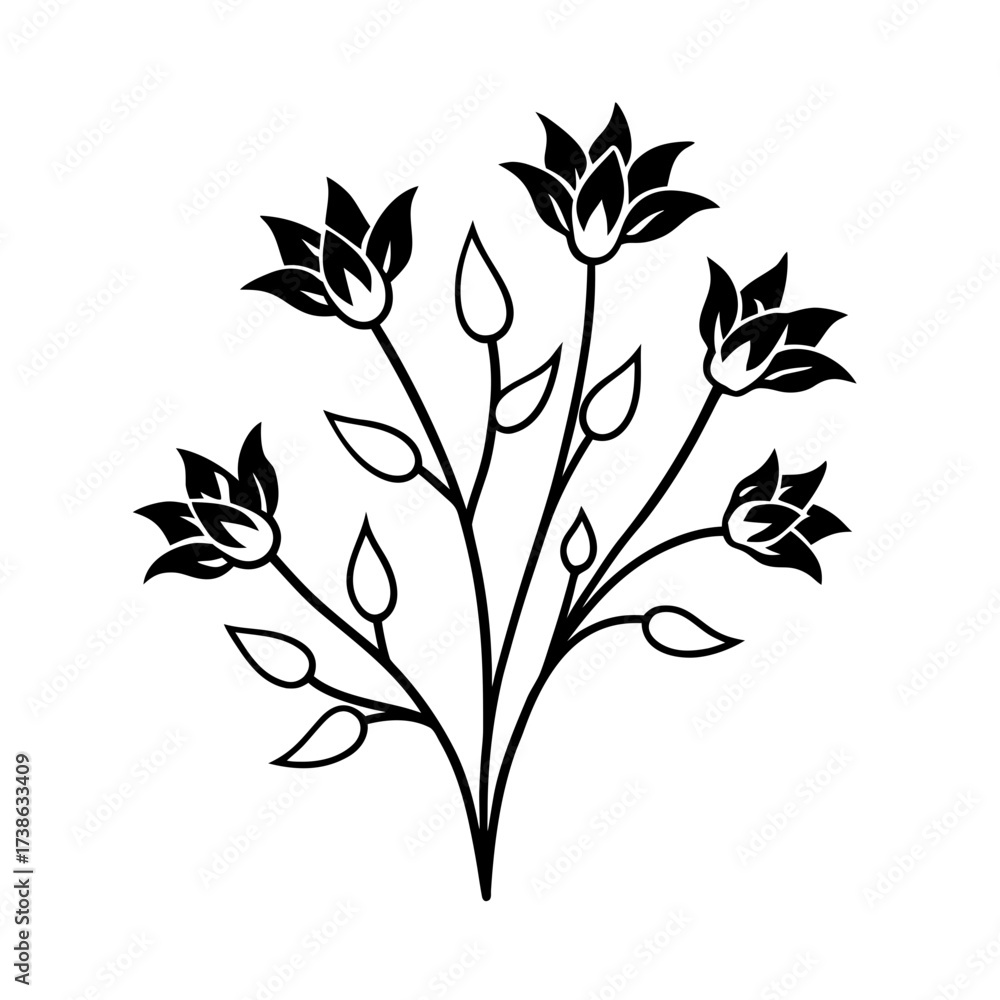 Naklejka premium Delicate floral sketch vector art scalable illustration for design projects