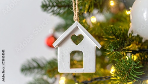 White Christmas house ornament