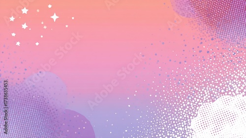 Pastel gradient background with stars and clouds, suitable for social media or digital use