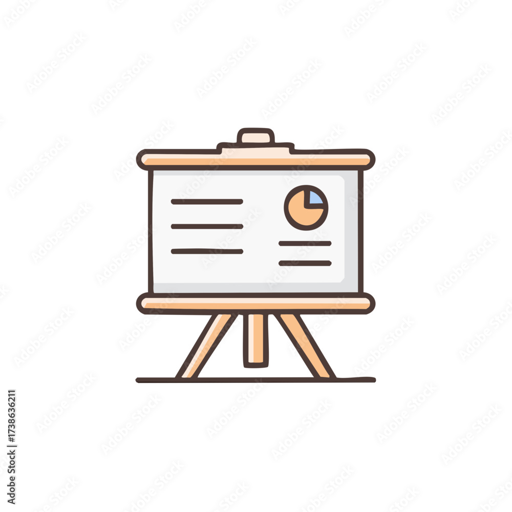 Fototapeta premium Business presentation board illustration with pie chart and document