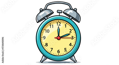Classic analog alarm clock vector illustration, isolated on transparent background, time management, svg.