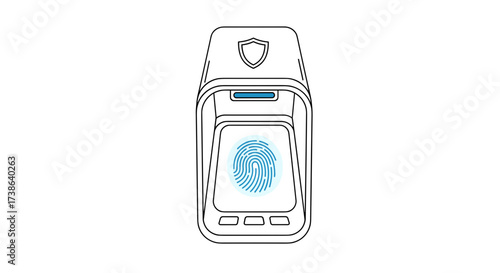 Digital fingerprint scanner on mobile for secure biometric authentication isolated on transparent background.