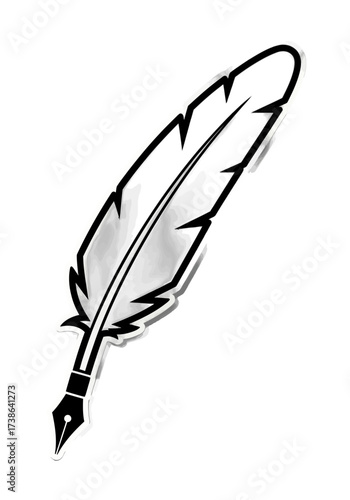 Elegant Flat Vector Feather Quill Pen Icon