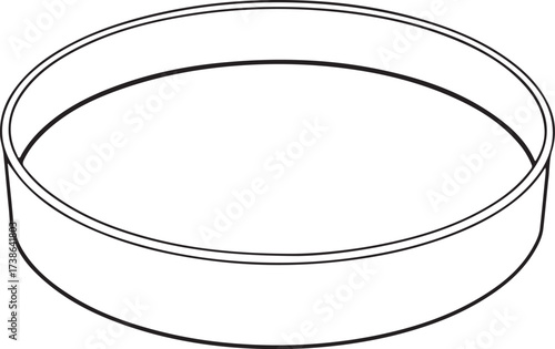 Petri Dish Round Tray Simple Hand-drawn Sketch Doodle Drawing Vector Illustration, Black and white Line Linear Isolated Art
