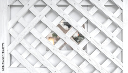 White lattice panel with criss-cross pattern