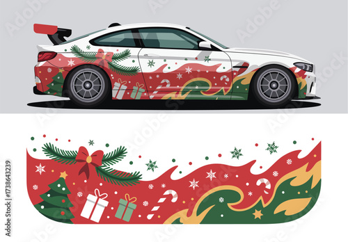 Festive Car Wrap Christmas-Themed Vehicle Design