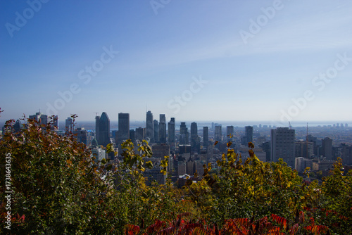 View over Montreal on a sunny day during indian summer