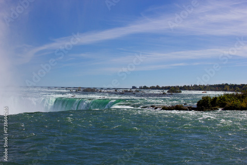 Top of the Niagara Falls on a beautiful sunny day
