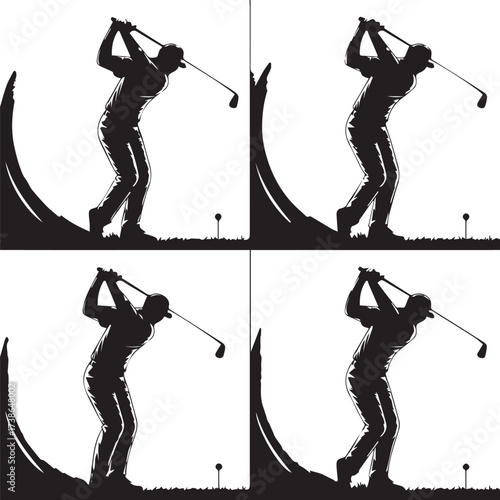 Classic Engraving Style Golf Clipart Bundle