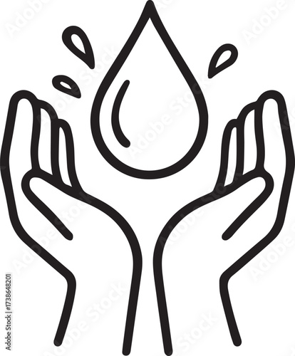 Water Conservation in Focus: Delicate hands cradle a single, precious water drop, symbolizing the urgent need for global water conservation and sustainable resource management.