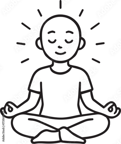 Zen Serenity: A graphic representation of tranquility, with a figure in peaceful meditation, emanating inner radiance.