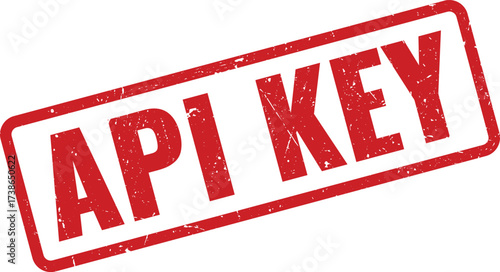 Red API Key Rubber Stamp on White Background, Indicating a Unique Identifier for API Access