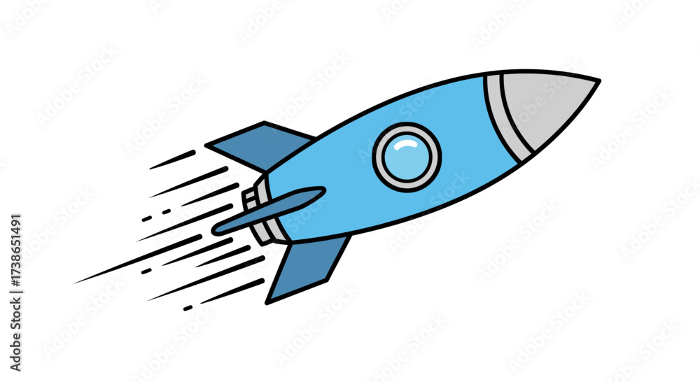 Fototapeta premium Fast Rocket Launch Icon for Startup and Progress