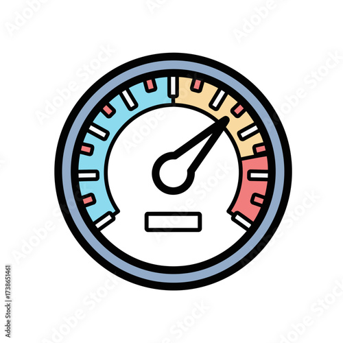 Colorful gauge icon indicating high level
