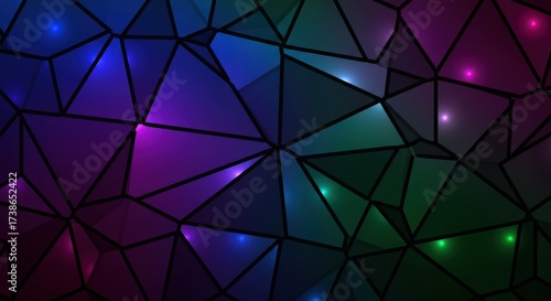 Abstract Luminous Polygonal Crystal Mosaic Background