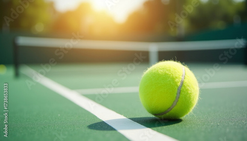 Close-up of Tennis Ball on Outdoor Court During Match