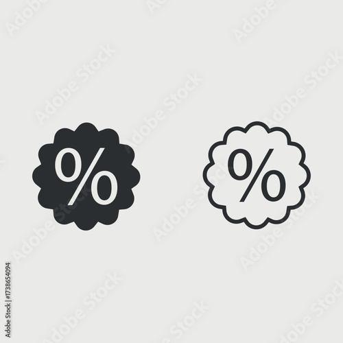 minimalist discount icon- black outline sale label symbol