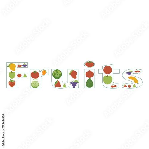 vector fruits, fruits within fruits word