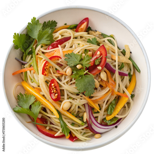 Asian Noodle Salad on transparent background
