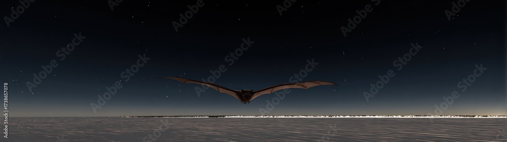 Naklejka premium Silhouette of a bird in flight against a gradient sky conceptual imagery