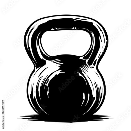 Kettlebell silhouette vector – heavy cast iron weight for crossfit strength training, fitness gym icon