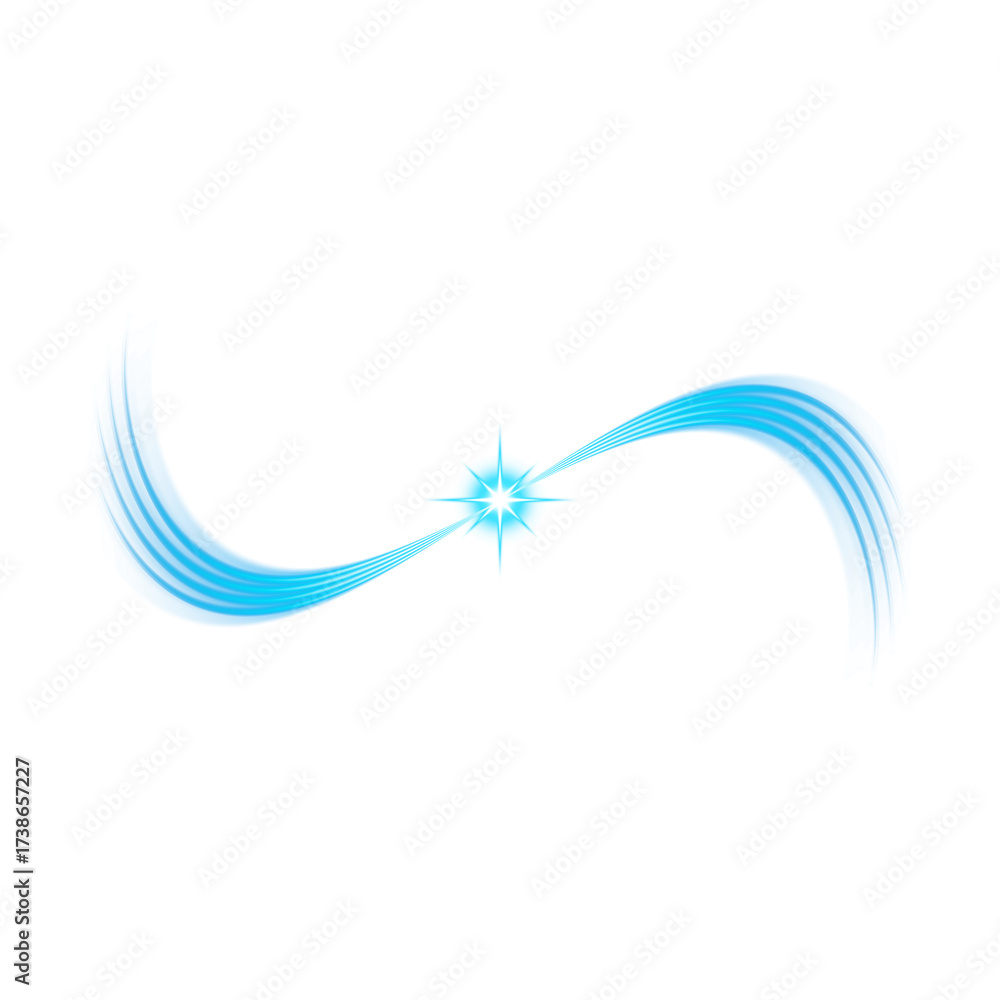 Fototapeta premium Blue abstract swoosh light with transparent background 
