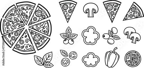 Delicious pizza slices and fresh ingredients for a perfect meal