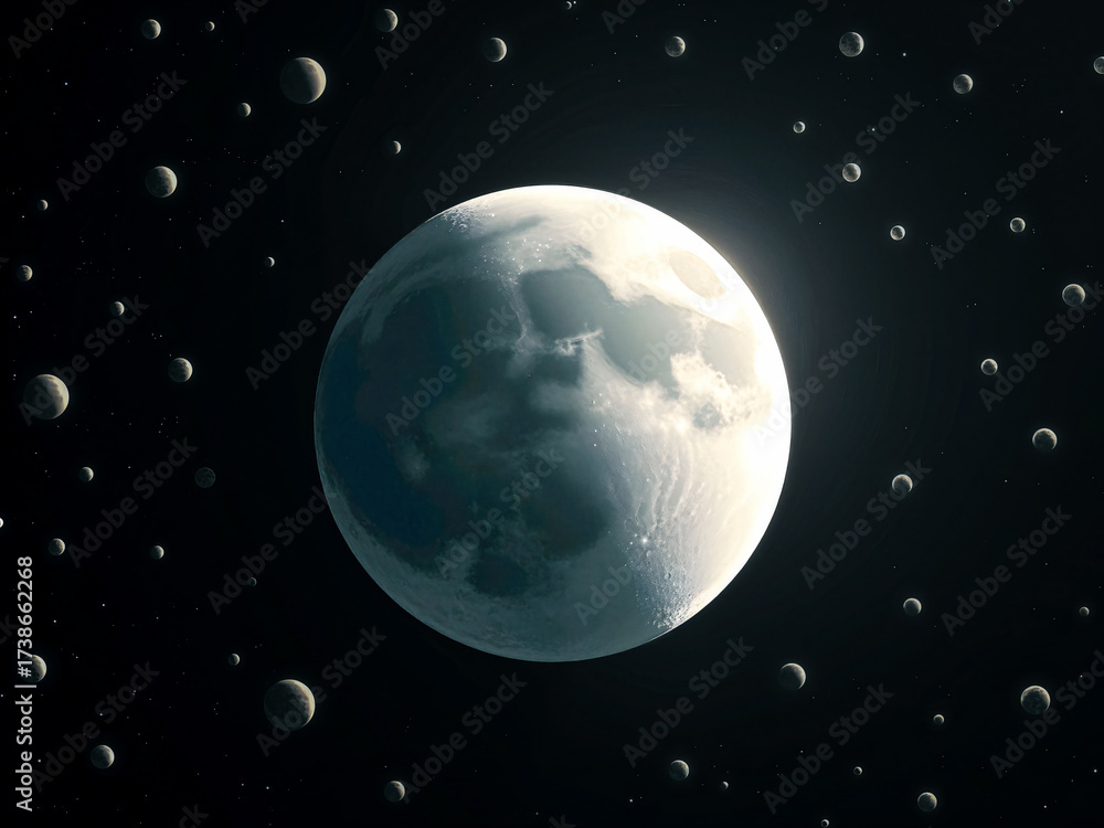 Obraz premium Moon and Planets in Cosmic Space