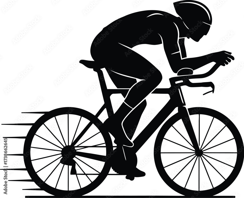 Naklejka premium Silhouette of a Person Riding a Bicycle