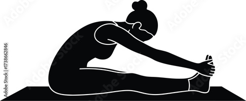 Calm Yoga or Stretching Pose Silhouette

