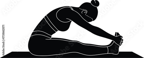 Calm Yoga or Stretching Pose Silhouette

