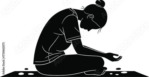 Calm Yoga or Stretching Pose Silhouette

