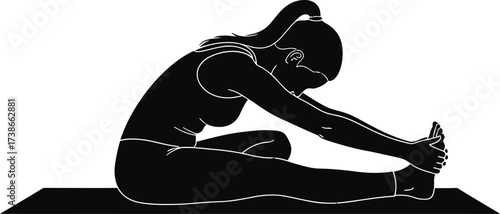 Calm Yoga or Stretching Pose Silhouette

