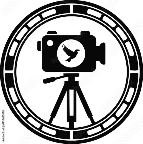 Wildlife Photographer Camera on Tripod Silhouette

