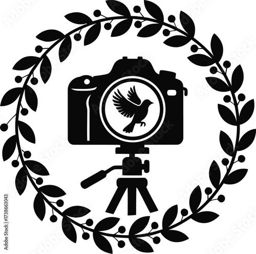 Wildlife Photographer Camera on Tripod Silhouette


