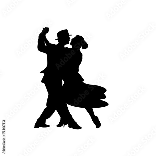 Vector illustration of people silhouettes including a man, woman, couple, child, and family, potentially engaged in dance or sport, depicting love and evolution in black art