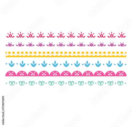 Colorful Decorative Seamless Floral Borders Vector