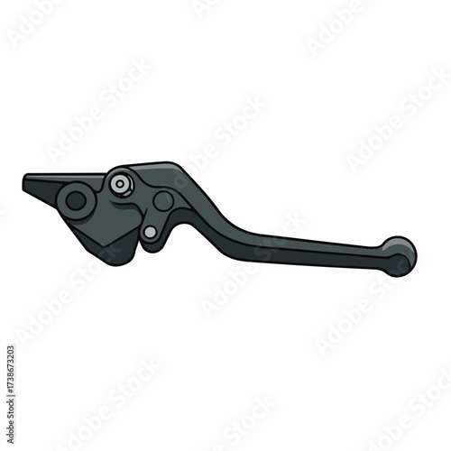 A detailed illustration of a black motorcycle clutch lever with a pivot point and adjustment screw.