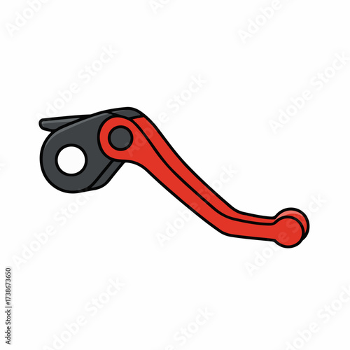 A red and black motorcycle clutch lever, a common part for vehicle control.
