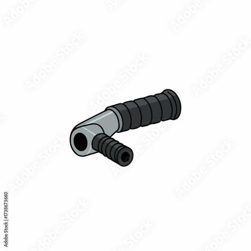 A detailed illustration of a gray and black motorcycle handlebar grip with a throttle tube.