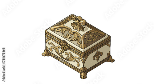 Antique ornate jewelry box with intricate carved patterns