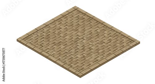 Isometric bamboo mat texture with woven patterns for natural home decor design