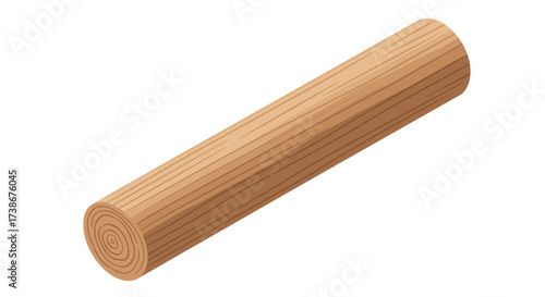 Isometric wooden log on white background for nature and forest themes