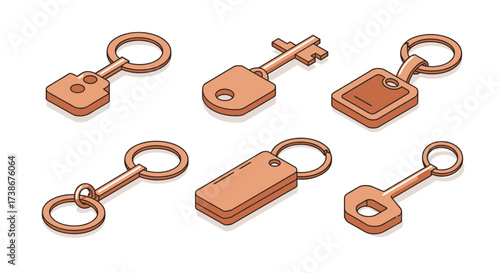 Isometric key set collection with minimalist design elements