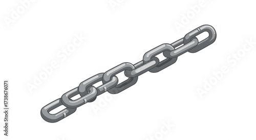 Isometric metal chain link with industrial design